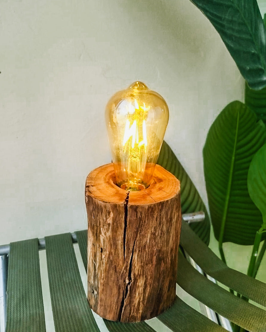 Wooden Lamp with Edison Bulb